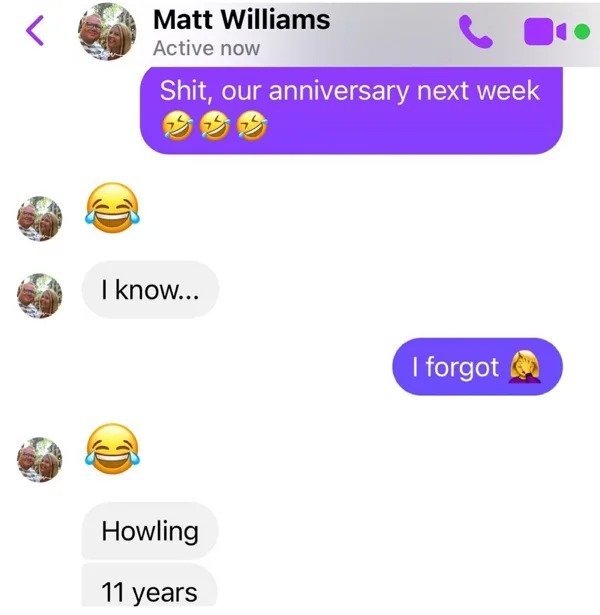 Annoying Spouse Habits - our anniversary next week I forgot I know