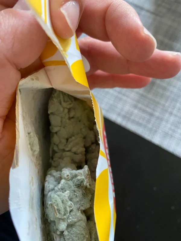 “Went back home after a horrible day just to find that my dinner was full of mold..”