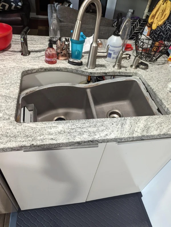 “Whole kitchen sink just fell out of the counter.”