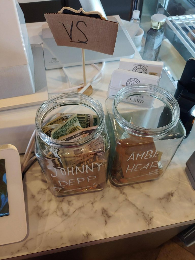 Tip jars at local coffee shop