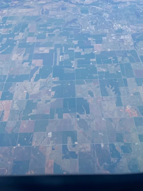 “The perfectly square land plots of Oklahoma as viewed from 30k feet.”