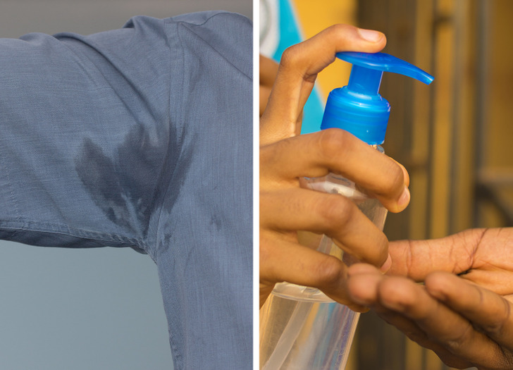 If you forgot to use deodorant, pat your armpits dry and use hand sanitizer on the area to kill the bacteria that causes the smell.