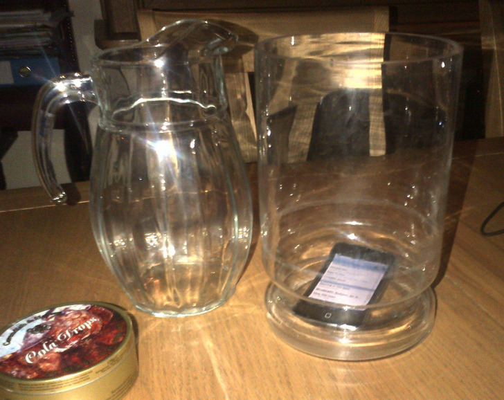 Put your phone in a glass jug when you want to amplify the sound and don’t have speakers.