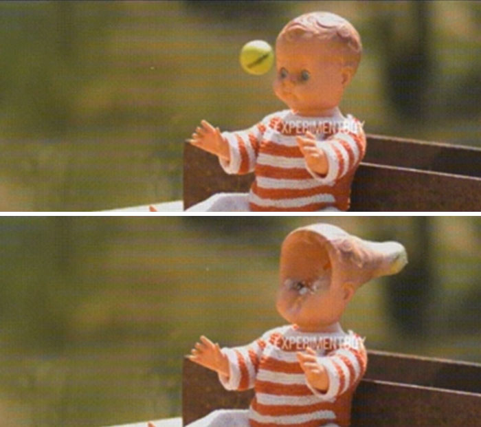 golf ball vs a baby dolls head 