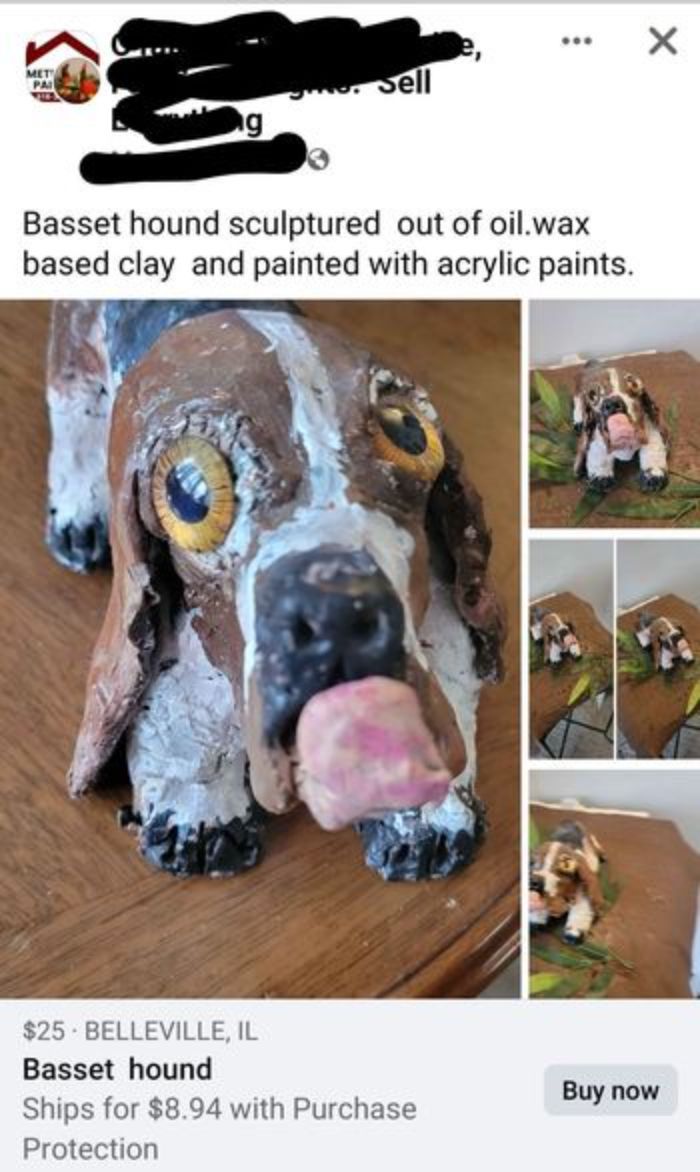 Weird Things Being Sold Online - Sell Basset hound sculptured out of oil.wax based clay and painted with acrylic paints. $25 Belleville, Il Basset hound Ships for $8.94 with Purchase Buy now Protection