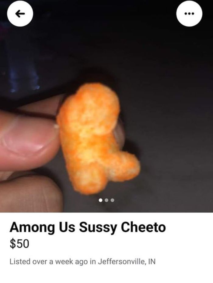 Weird Things Being Sold Online - Among Us Sussy Cheeto $50