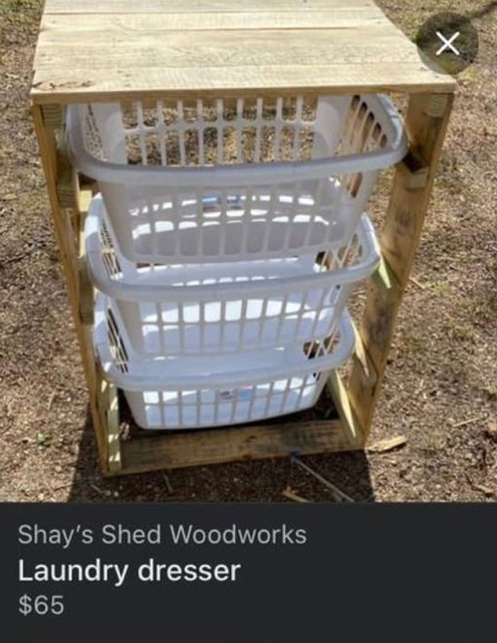 Weird Things Being Sold Online - Shay's Shed Woodworks Laundry dresser $65 X