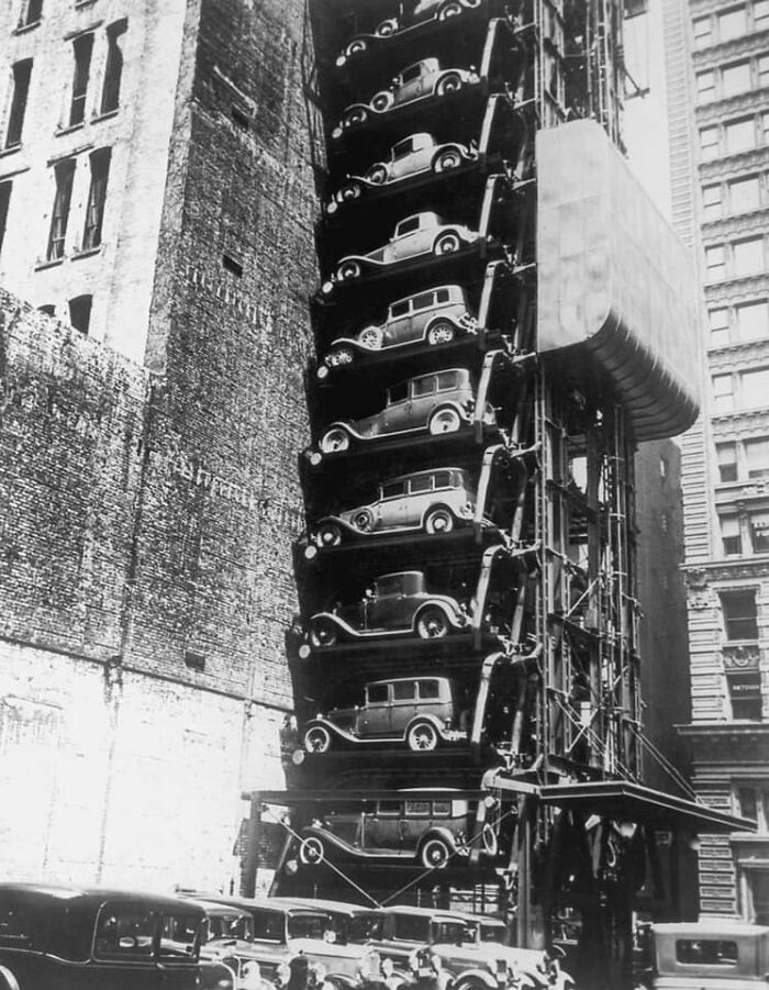 Perfectly Timed Historical Photos - vertical parking lot - Tou H