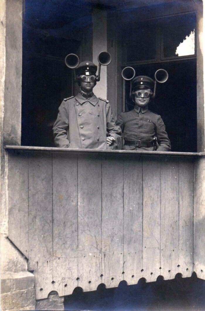 Perfectly Timed Historical Photos - german officer nco portable sound location