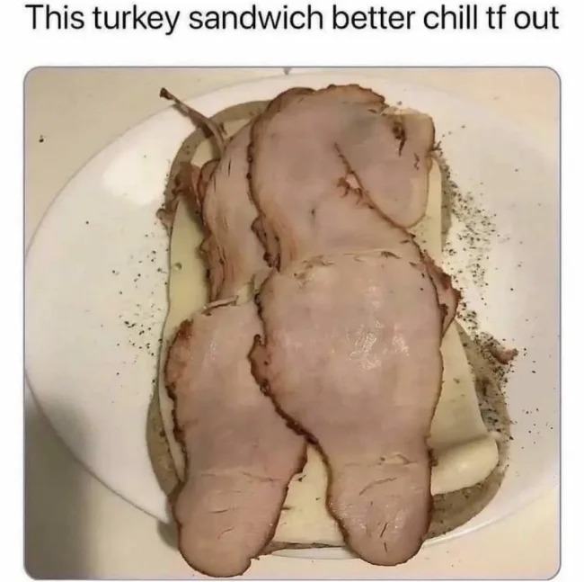 sex memes - turkey sandwich meme - This turkey sandwich better chill tf out