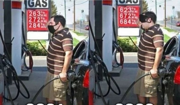 things escalated quickly - mask gas prices meme - Gas 40 263 Fo 272 284 Hv 623 672 684