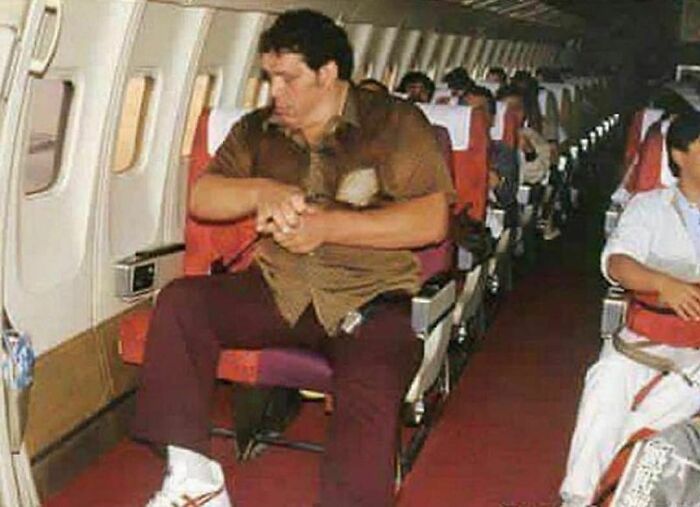 historical photos - andre the giant on a plane - 1
