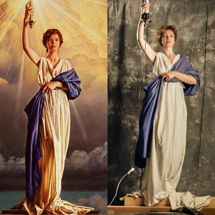 Jenny Joseph Modeling For The Columbia Pictures Logo, 1992. She Had Never Modeled Before, And Never Did Again.