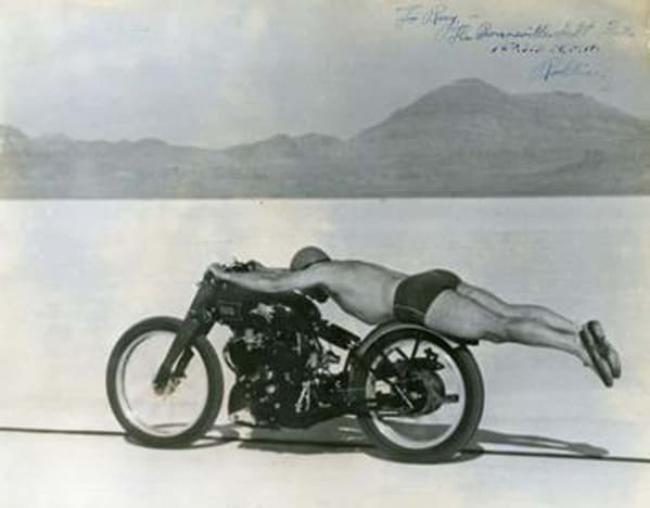 pictures from history - Roland Rollie Free Breaking The American Motorcycle Land Speed Record, 1948