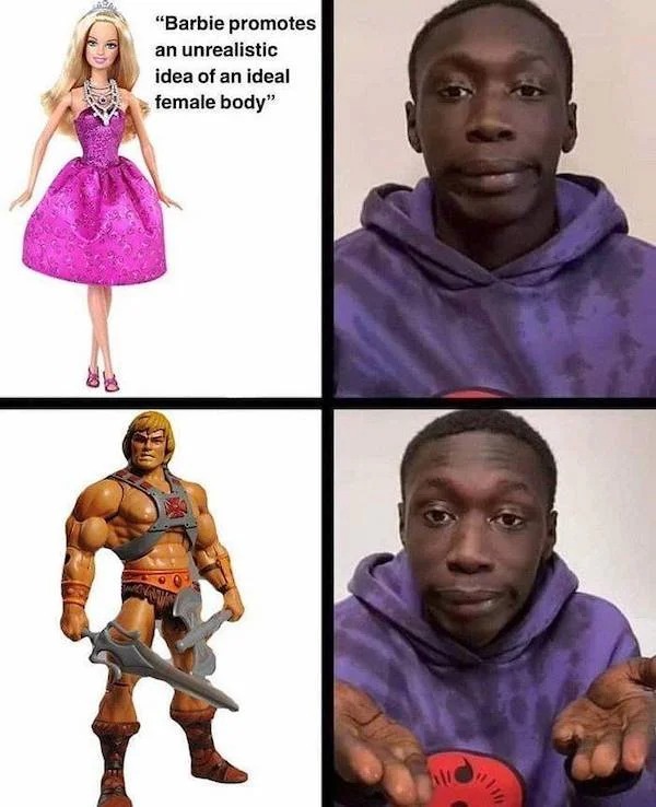 savage comebacks and comments - khaby lame meme - "Barbie promotes an unrealistic idea of an ideal female body"