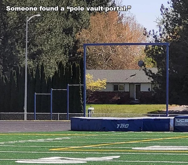 perfectly timed photos -  Photograph - Someone found a "pole vault portal. 1719 Ucs