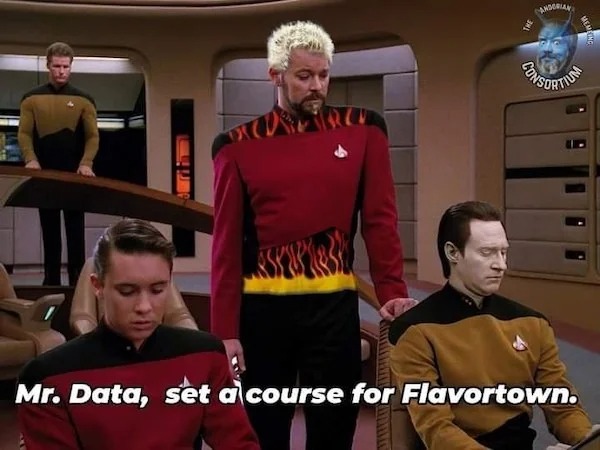 photoshopped pics - Andorian Ensortival Mr. Data, set a course for Flavortown.