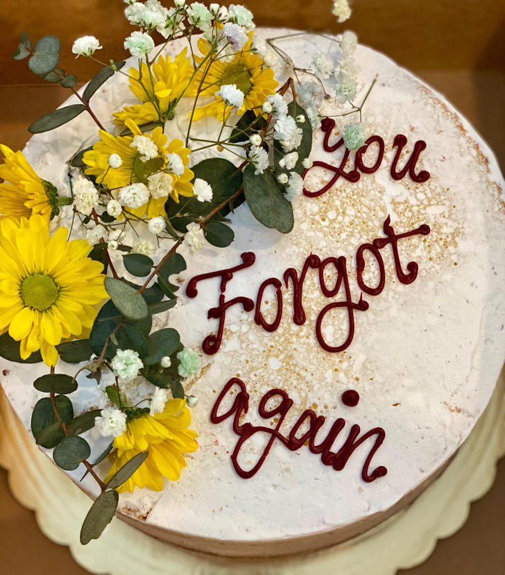 “Picked up a fancy cake for my husband on our anniversary.”