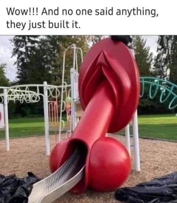 spicy memes - penis vagina slide at park - Wow!!! And no one said anything, they just built it. Peo
