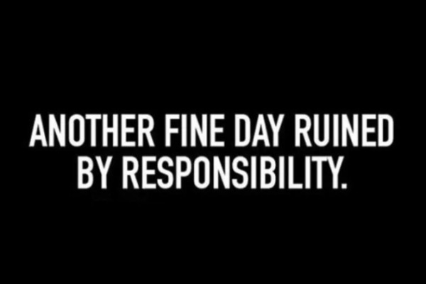 spicey memes - funny responsibility quotes - Another Fine Day Ruined By Responsibility.