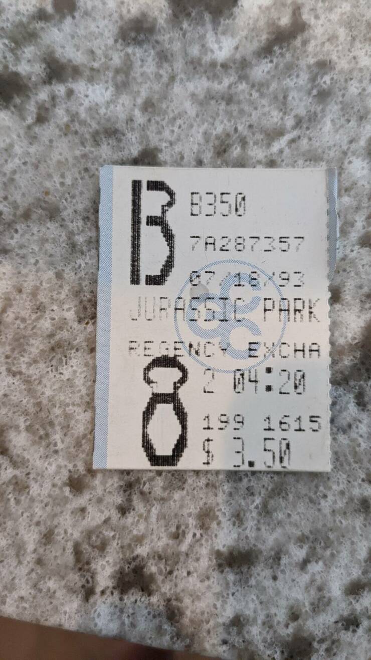 "Found my original 'Jurassic Park' ticket today."