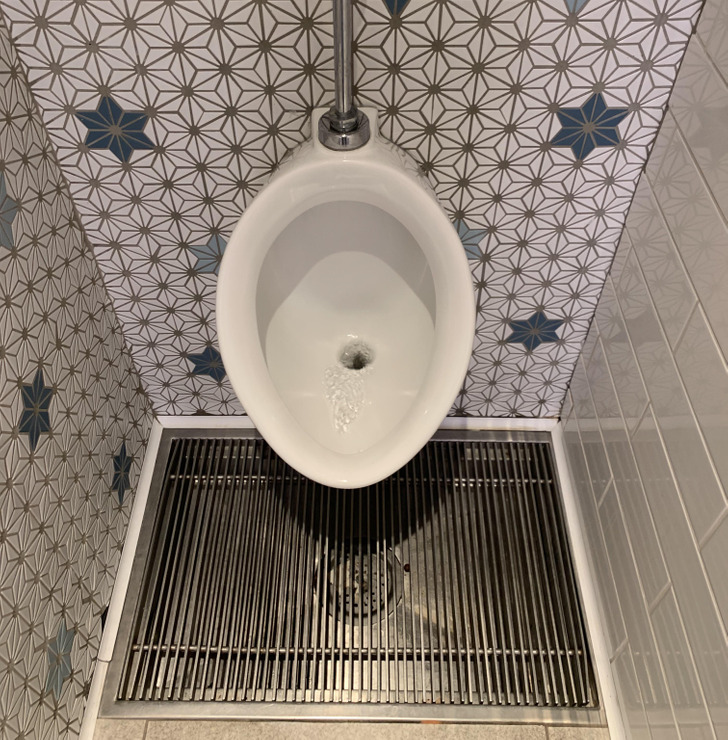 “This urinal making for a pee-free floor at a local restaurant.”