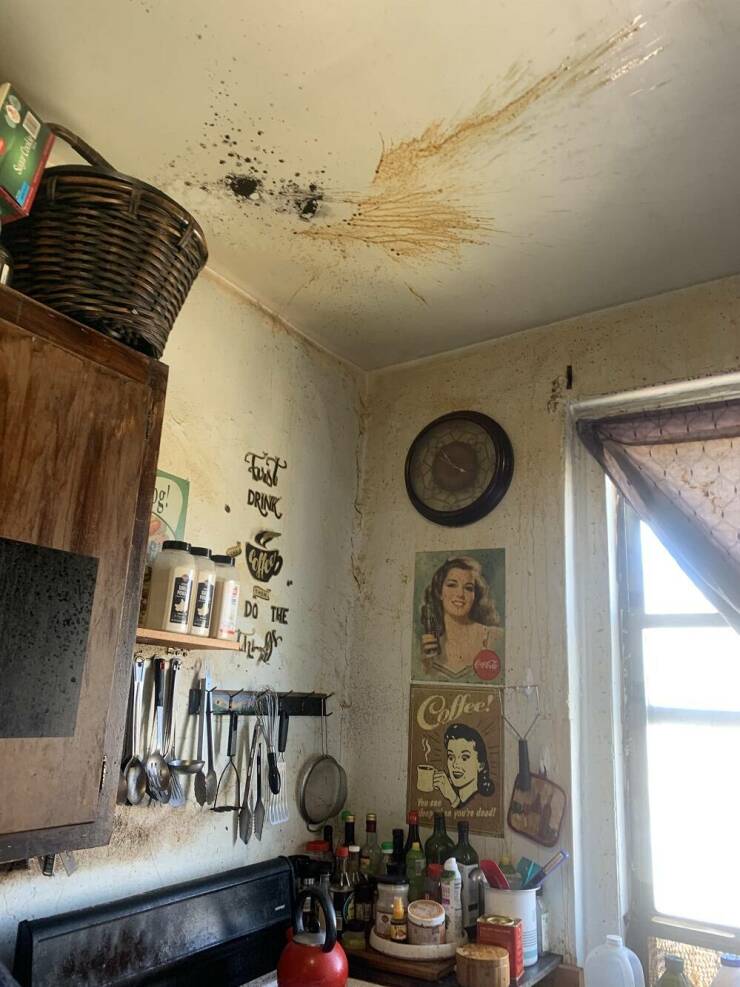 "Today I learned that a coffee pot can explode."