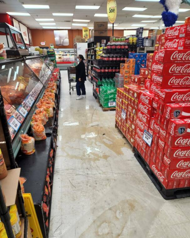 "Was standing in the grocery store when the ceiling tile above me fell, hit me in the head, followed by a few gallons of dirty water. I was completely soaked and employees didn't do anything."