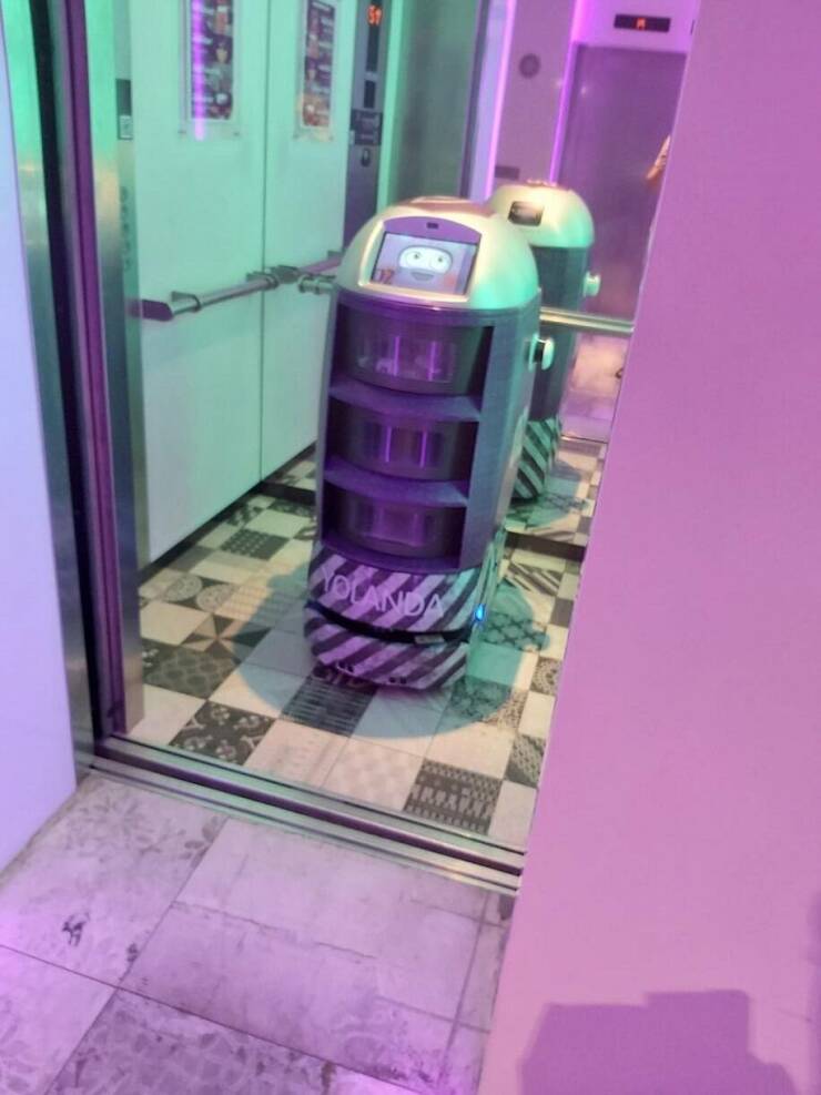 "Robot pushed past me and gave me this sh#t eating grin as it closed the elevator door without me"