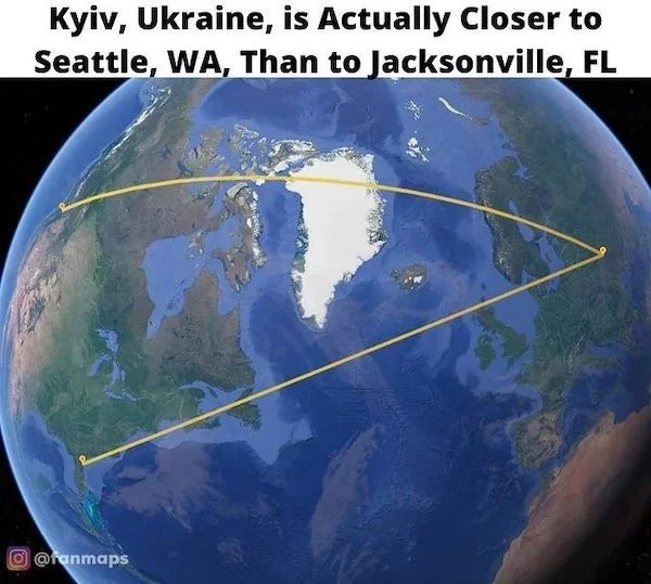 helpful guides - infographics - atmosphere - Kyiv, Ukraine, is Actually Closer to Seattle, Wa, Than to Jacksonville, Fl