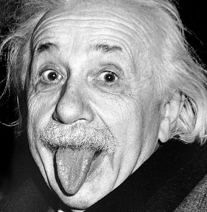 the iconic Einstein-sticking-his-tongue-out photo was his annoyed reaction to paparazzi goading him to smile on his 72nd birthday. It achieved cult status mostly because Einstein himself asked for a cropped version, ordered many prints and proceeded to send them to friends