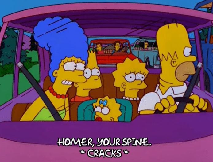 wtf facts and knowledge -cartoon - Homer, Your Spine. Cracks M
