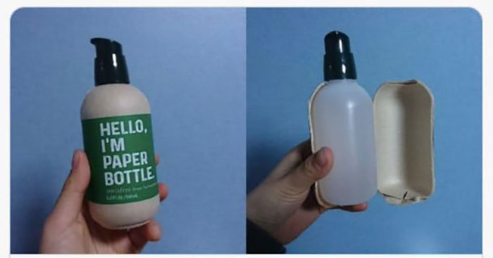 evil design tricks - greenwashing examples - Hello, I'M Paper Bottle