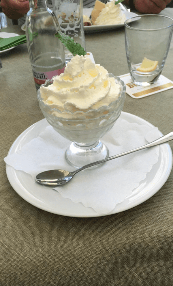 The menu allowed you to order extra whipped cream for 30 cents, presumably for ice cream or cake. I wanted to see what would happen if I just ordered it without anything else…