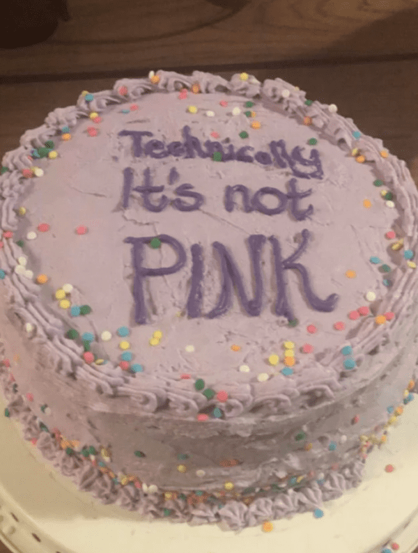 My friend made it very clear that he DID NOT want a pink birthday cake, and I complied.