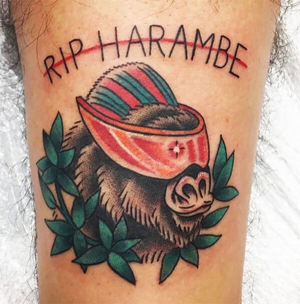Meme tattoos - dank tattoos - Rip Harambe