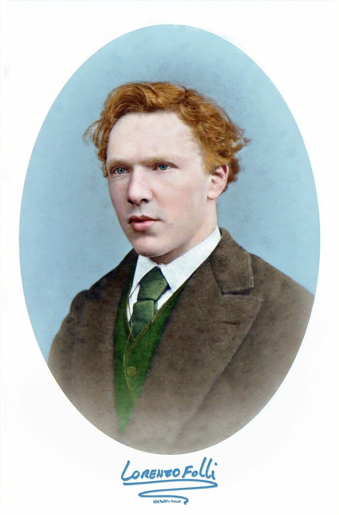 colorized photos from history - Vincent Van Gogh At The Age Of 19, 1872.