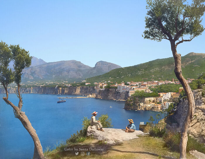 colorized photos from history - Sorrento, On The Amalfian Coast, Italy In The Year 1888
