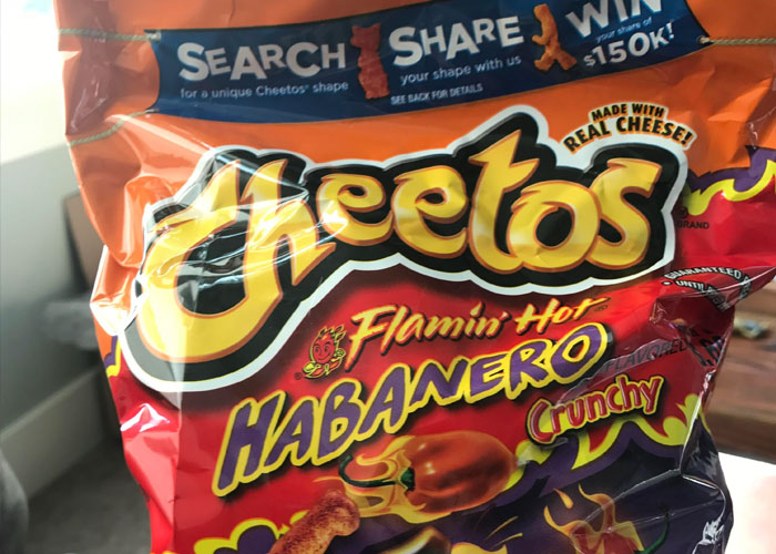 strangest interactions - strangers - cheetos chips original - Search W for a unique Cheetos shape your of s! your shape with us See Back For Details Made With eela Real Flamin Hor Habanero Cheese! Crunchy Brand Ente Teed