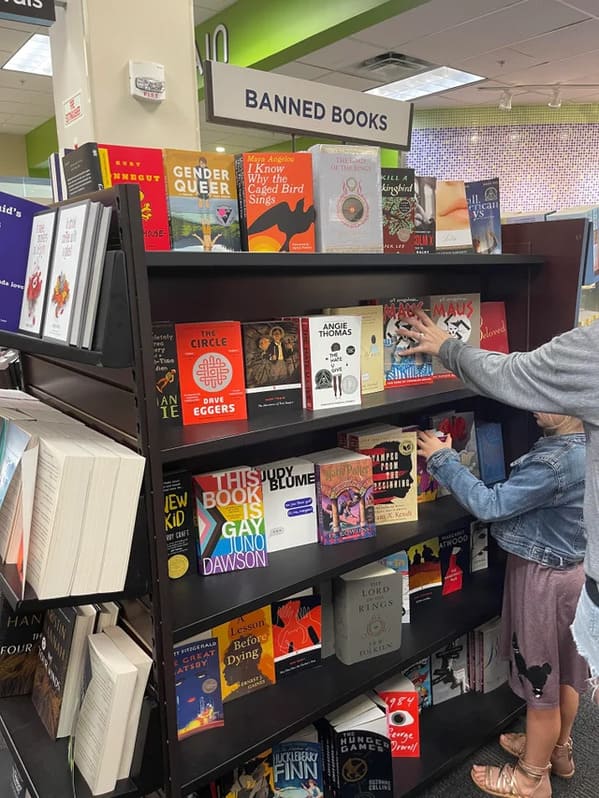 “Banned book section at a chain bookstore”