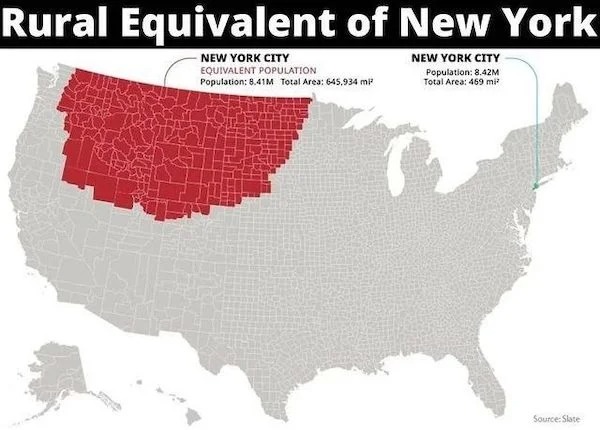 Interesting Charts and Maps - usa map silhouette - Rural Equivalent of New York New York City Equivalent Population Population 8.41M Total Area 645.934 m New York City Population 8.42M Total Area 469 mi? Source Slate