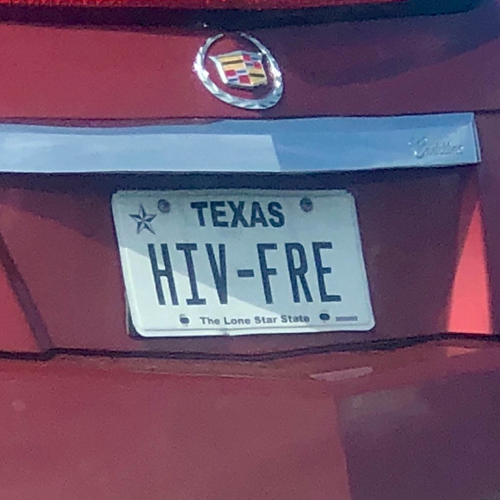 vehicle registration plate - 117 Texas HivFre The Lone Star State