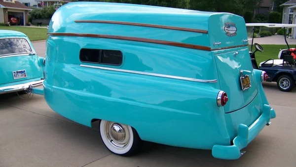 The top of this 1954 camper is a boat.