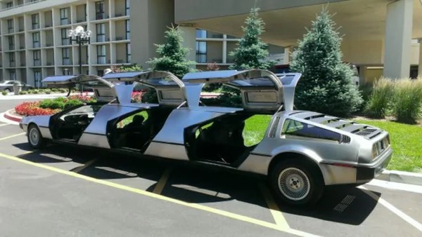 Someone made a limo out of 3 DeLoreans.