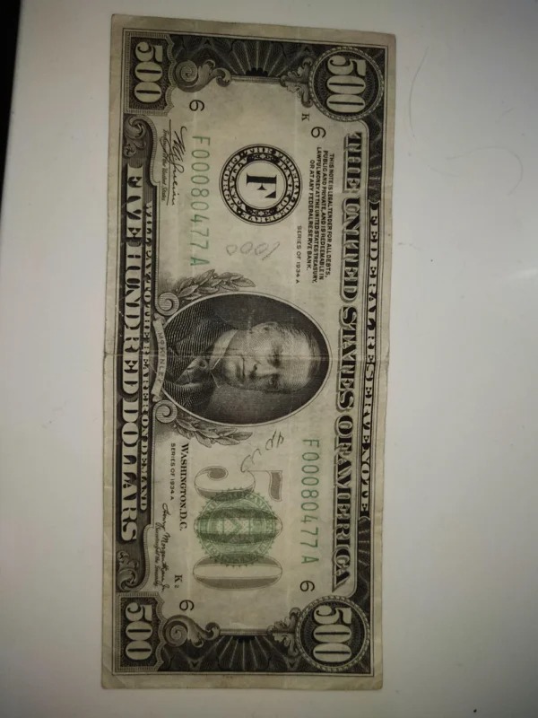 interesting things - discoveries - 500 dollar bill reddit - Federa Reserve Note 500 The United States Of America 500 This Note Is Legaltender For Alldebts. Public And Private, And Is Redeemable In 6 Lawful Money At The United States Treasury F00080477 A 6