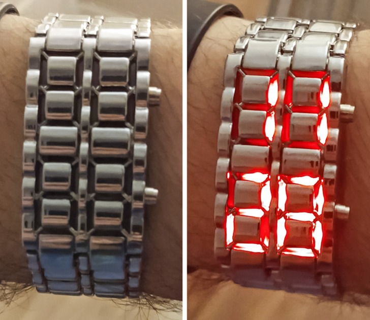 “This watch that looks like a bracelet when the time isn’t displayed.”