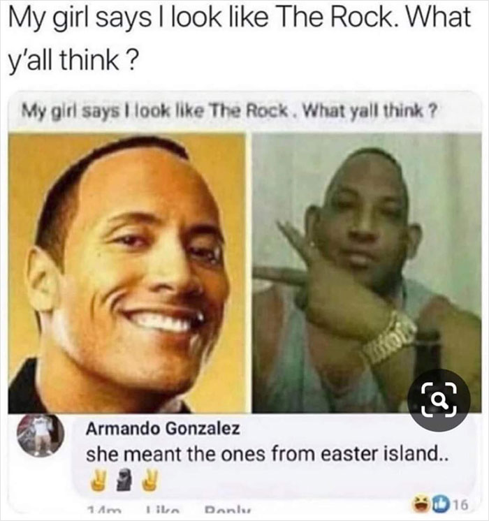 Comment roasts - my girl says i look like the rock