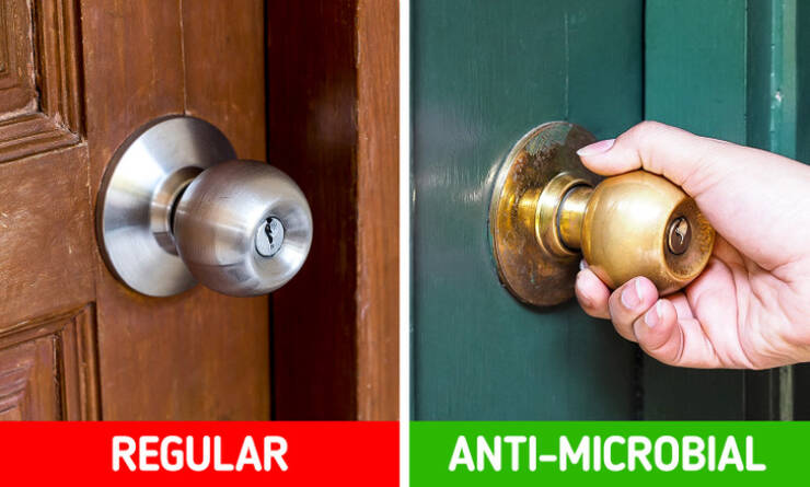 Brass doorknobs may cost more compared to other knobs, like stainless steel, but don’t dismiss it just yet. Brass, a copper alloy, is an anti-microbial material that helps keep your hands free from germs. Studies have shown that surfaces made of copper kill bacteria and viruses upon contact. In fact, the U.S. Environmental Protective Agency registered copper as the first antimicrobial material.