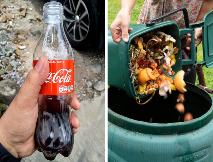 Believe it or not, soda does help in composting. The sugar in the soda attracts good microorganisms that kick off the process, while the acidity content assists in breaking down organic materials faster.