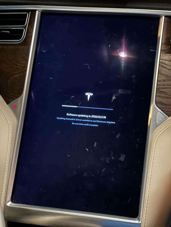 “Stuck in a parking space because my brother in-law set his Tesla do a software update at 10:30 pm.”